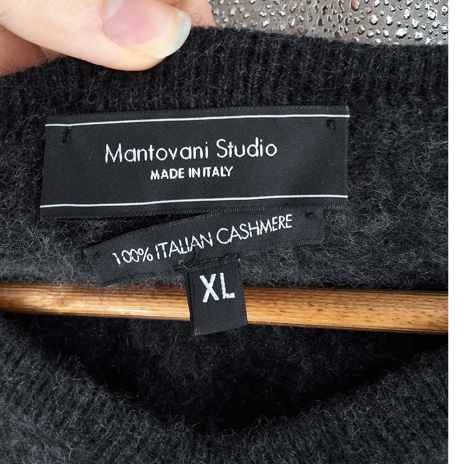 Mantovani Studio Mens XL Charcoal Gray 100% Cashmere V-Neck Sweater Italy