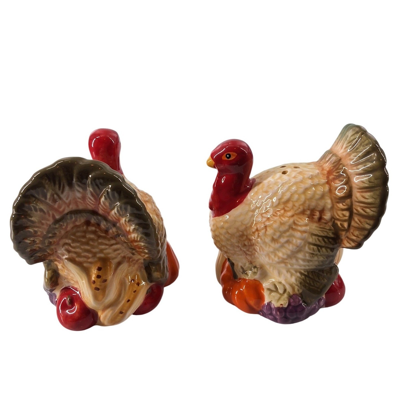 Vintage Ceramic Turkey Salt and Pepper Shakers Thanksgiving Fall Harvest Deco