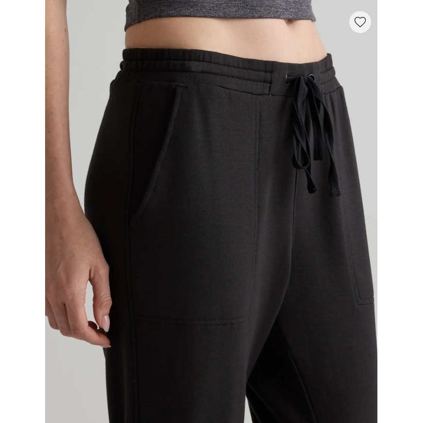 Quince SuperSoft Fleece Pants Black Tencel Modal Joggers STIEC01 Womens Small