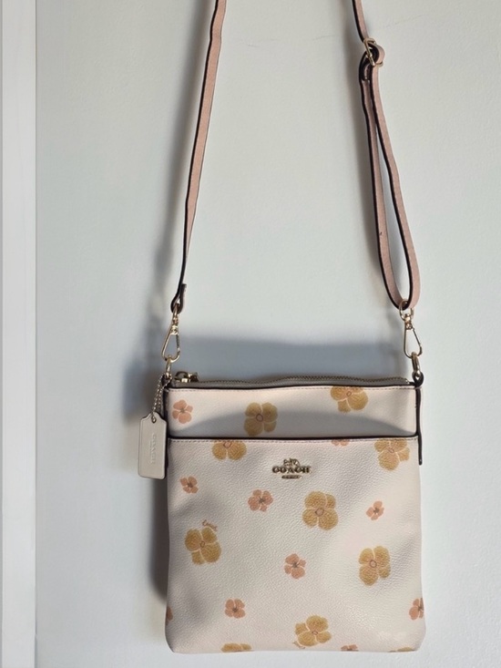 Coach New York Nylon Getaway Crossbody Bag Pink Red Floral Adjustable Strap - View 18