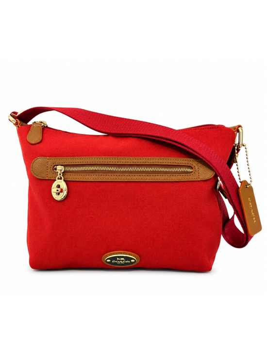 Coach New York Nylon Getaway Crossbody Bag Pink Red Floral Adjustable Strap - View 21