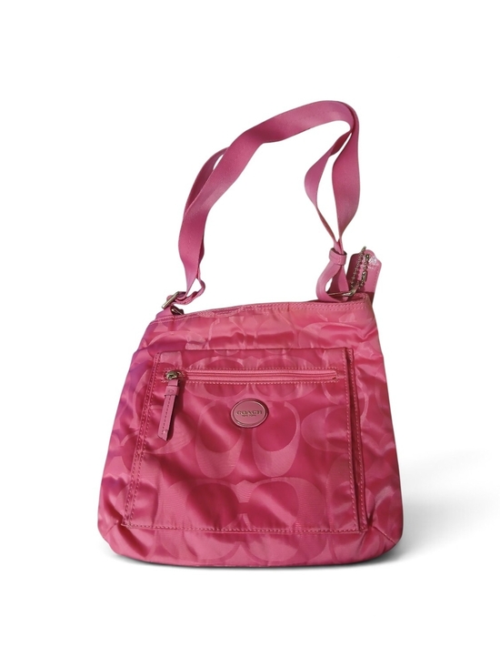 Coach New York Nylon Getaway Crossbody Bag Pink Red Floral Adjustable Strap - View 28
