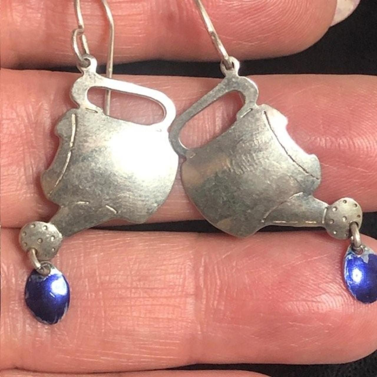 Vintage Carla Sterling Silver Shell Door Knocker Post Earrings 1 Inch - View 10