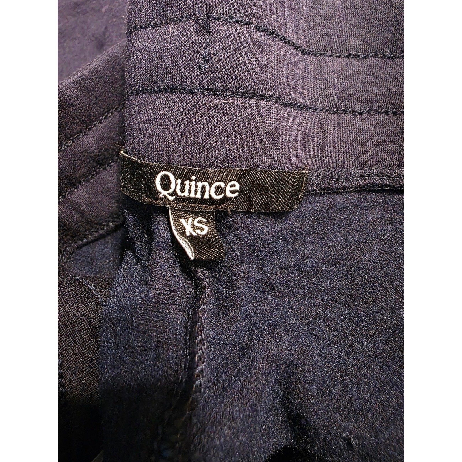 Quince SuperSoft Fleece Wide Leg Pants Navy Cropped Drawstring XS - View 6