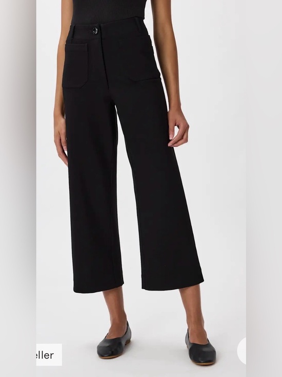 Quince SuperSoft Fleece Wide Leg Pants Navy Cropped Drawstring XS - View 11