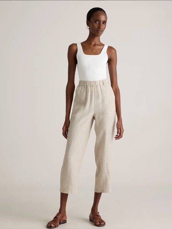 Quince SuperSoft Fleece Wide Leg Pants Navy Cropped Drawstring XS - View 18