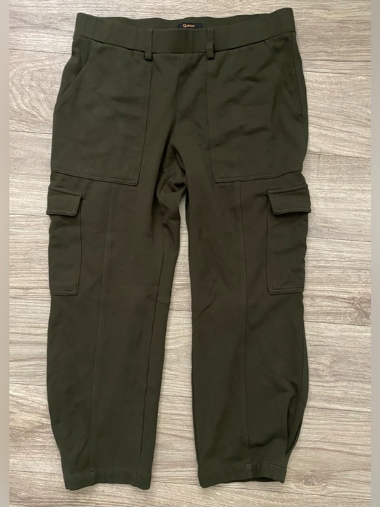 Quince SuperSoft Fleece Wide Leg Pants Navy Cropped Drawstring XS - View 19