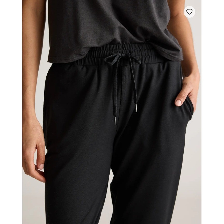 Quince Flowknit Mid-Rise Jogger Black Recycled Polyester Spandex ZJGS01 Womens S