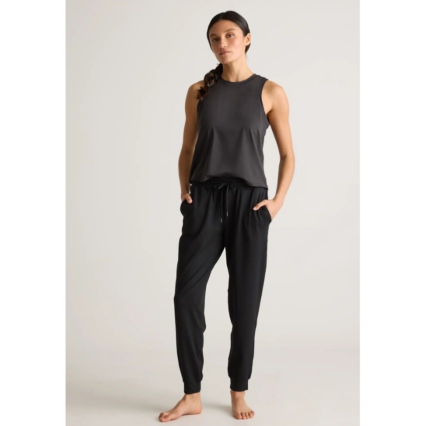 Quince Flowknit Mid-Rise Jogger Black Recycled Polyester Spandex ZJGS01 Womens S