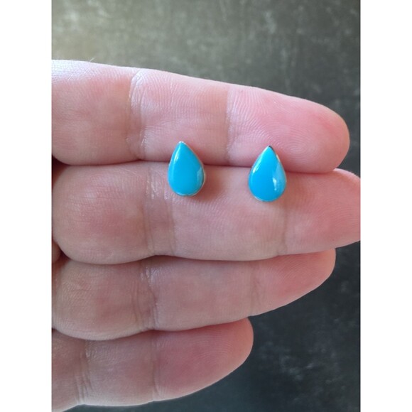 Vintage Sterling Silver 925 Puffed Teardrop Stud Earrings Rope Border - View 21