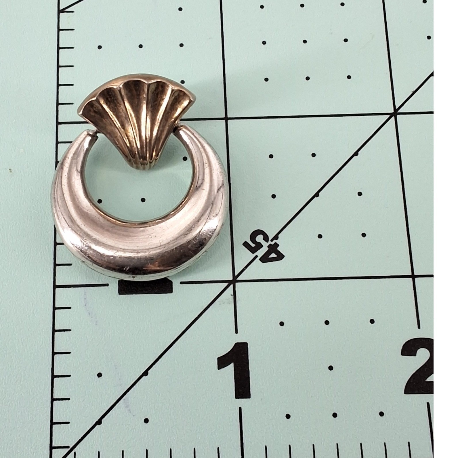 Vintage Carla Sterling Silver Shell Door Knocker Post Earrings 1 Inch - View 3