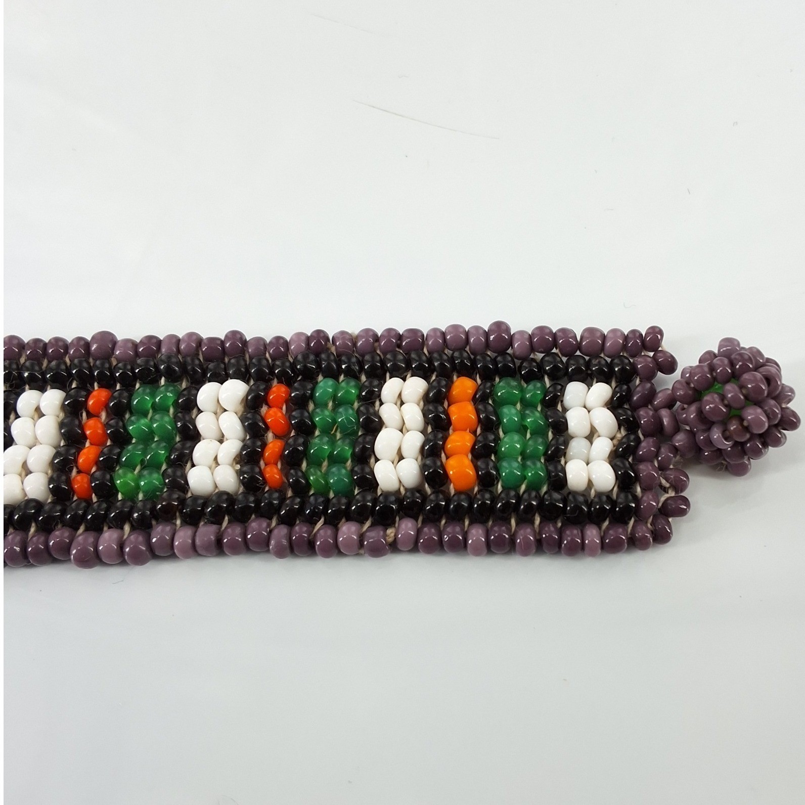Handmade Beaded Cuff Bracelet Geometric Seed Bead Tribal 7.5" - View 4