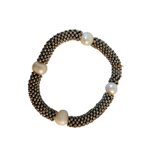 Lustrous Lavender Grey Freshwater Pearl Stretch Beaded Bracelet - View 18