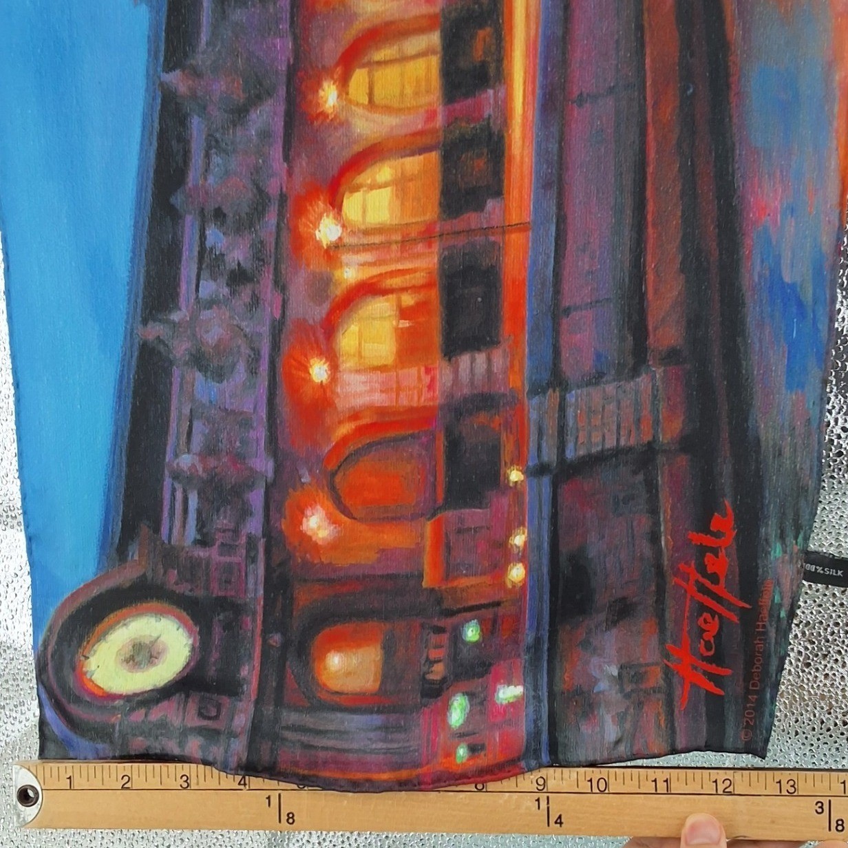 Deborah Haeffele 2014 Silk Scarf Cityscape Impressionist Art Print Multicolor - View 5
