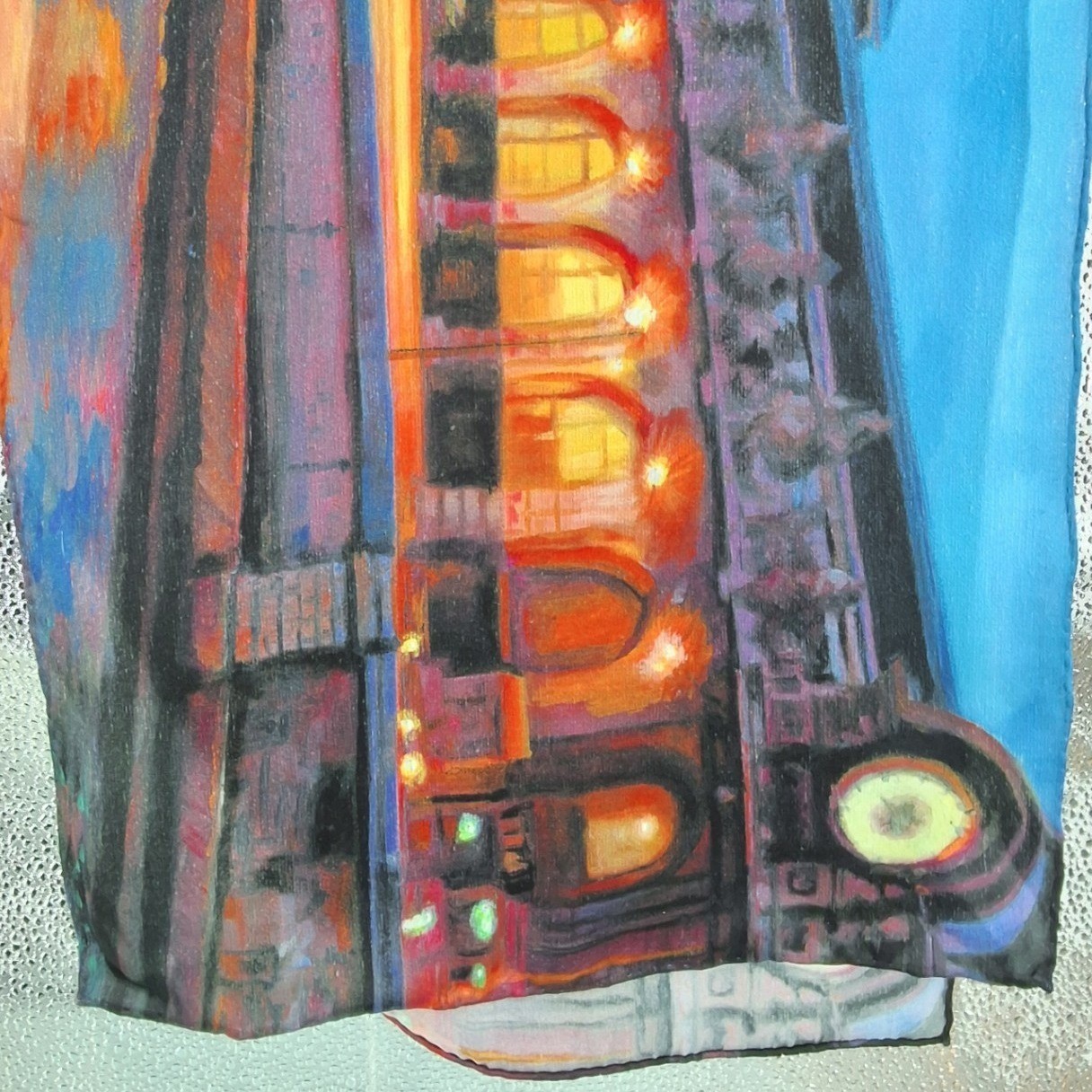 Deborah Haeffele 2014 Silk Scarf Cityscape Impressionist Art Print Multicolor - View 6