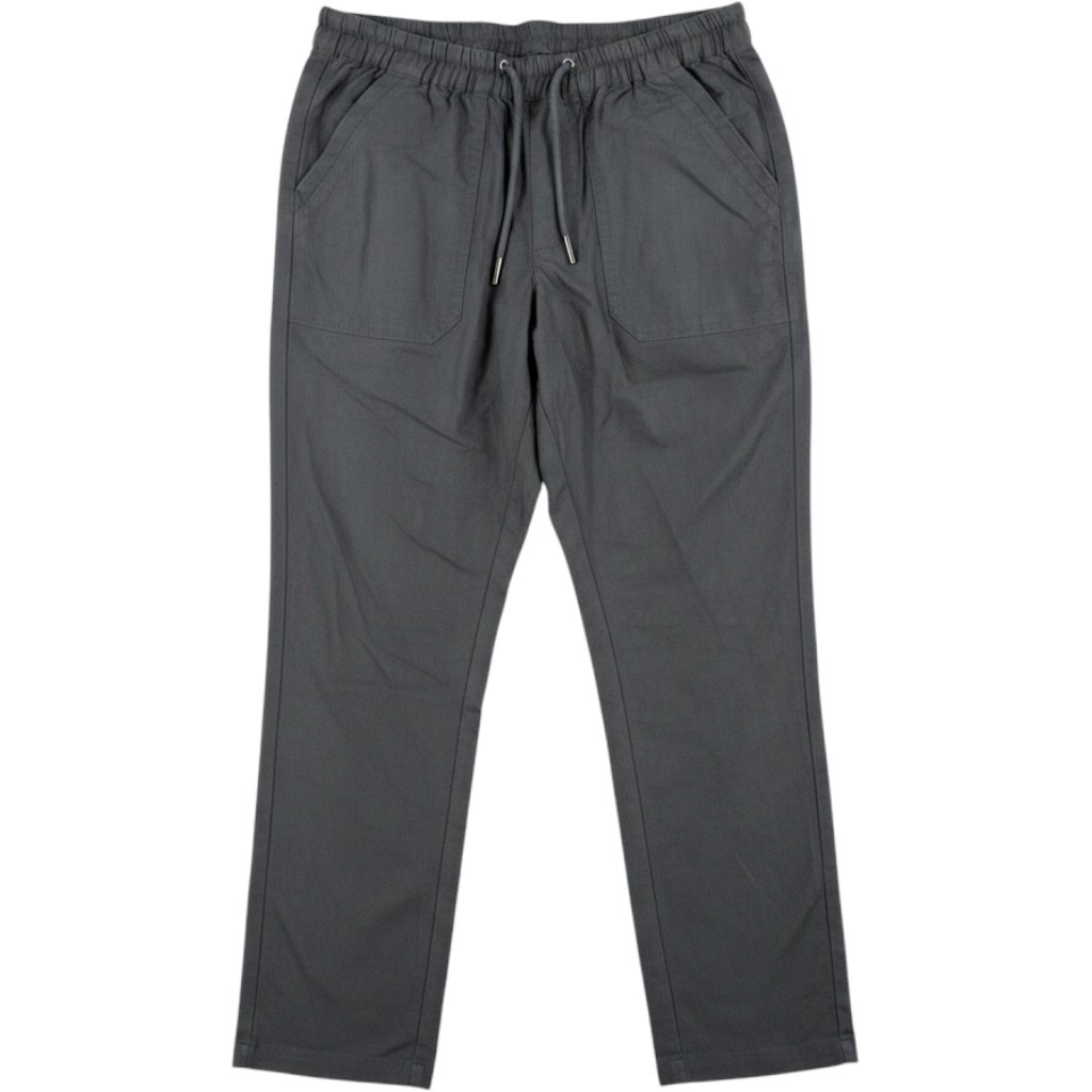 Quince Organic Cotton Linen Straight Leg Pants Charcoal Grey Drawstring Small