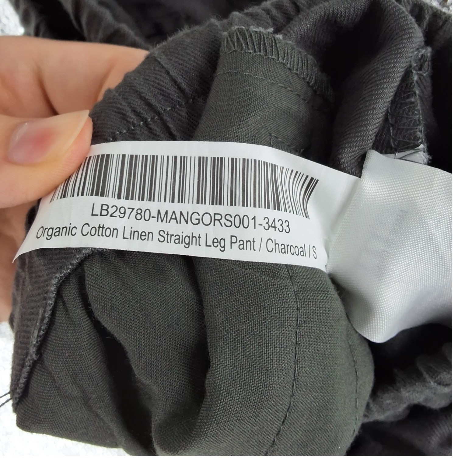 Quince Organic Cotton Linen Straight Leg Pants Charcoal Grey Drawstring Small - View 6