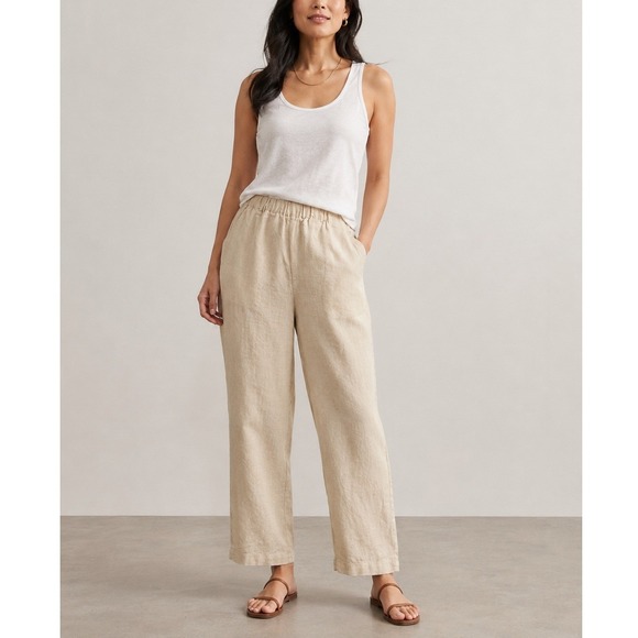 Quince Cotton Linen Twill Straight Leg Pants Charcoal Grey Size S - View 8