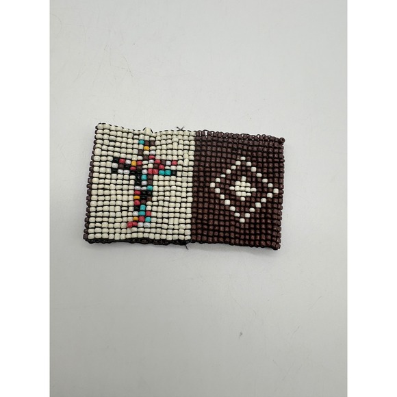 Handmade Geometric Seed Bead Cuff Bracelet White Green Boho Southwestern Wide - View 20