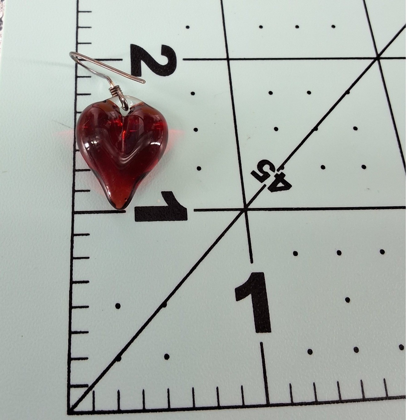 Ruby Red Lampwork Glass Heart Pendant and Drop Earrings Jewelry Set Artisan - View 9