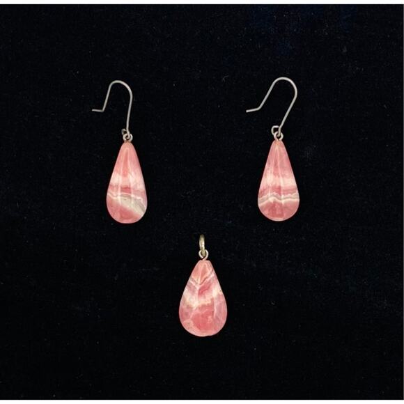 Ruby Red Lampwork Glass Heart Pendant and Drop Earrings Jewelry Set Artisan - View 11