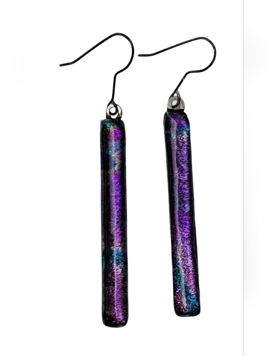 Vintage Style Clear Faceted Glass Blue Crystal Drop Earrings Silver Tone Hooks - View 16