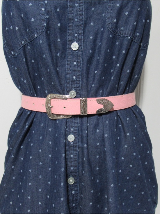 Vintage 80s Cream Goat Leather Cinch Belt Art Deco Enamel Butterfly Buckle 26.5" - View 19