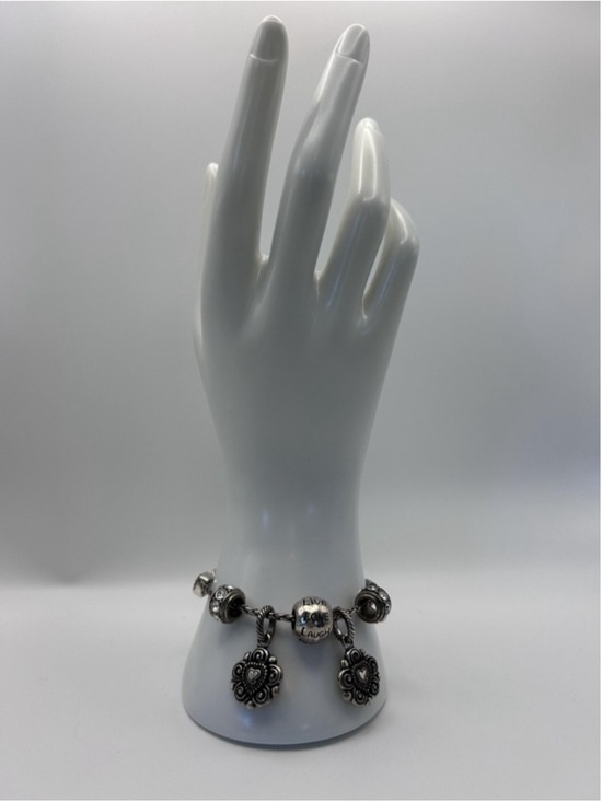 Brighton Black Braided Leather Heart Charm Bracelet Silver Tone Scrollwork - View 8