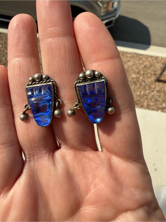 Vintage Taxco Mexico 925 Sterling Silver Teardrop Dangle Earrings Patina - View 8