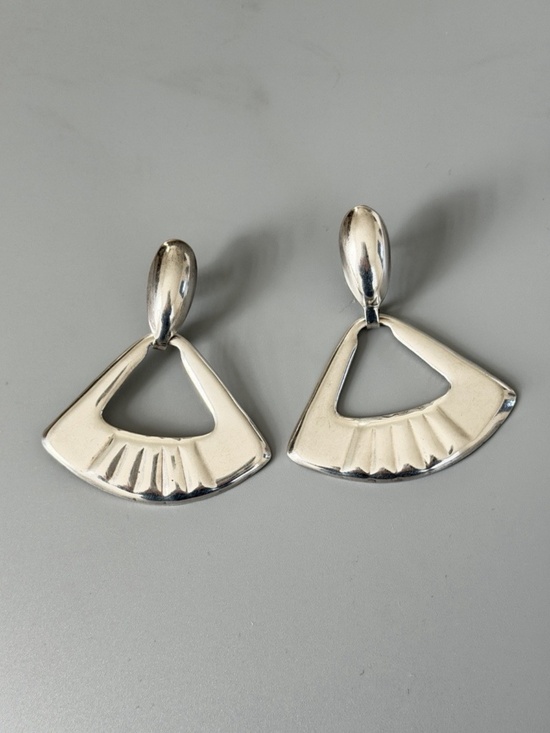 Vintage Taxco Mexico 925 Sterling Silver Teardrop Dangle Earrings Patina - View 12