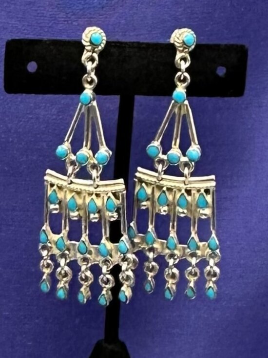 Vintage Taxco Mexico 925 Sterling Silver Teardrop Dangle Earrings Patina - View 14