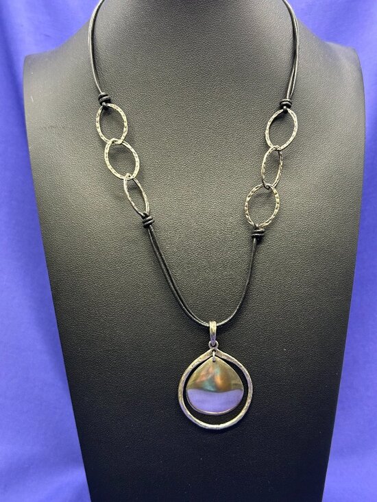 Vintage Sterling Silver 925 Cobalt Blue Glass Amethyst Teardrop Necklace 24" - View 28