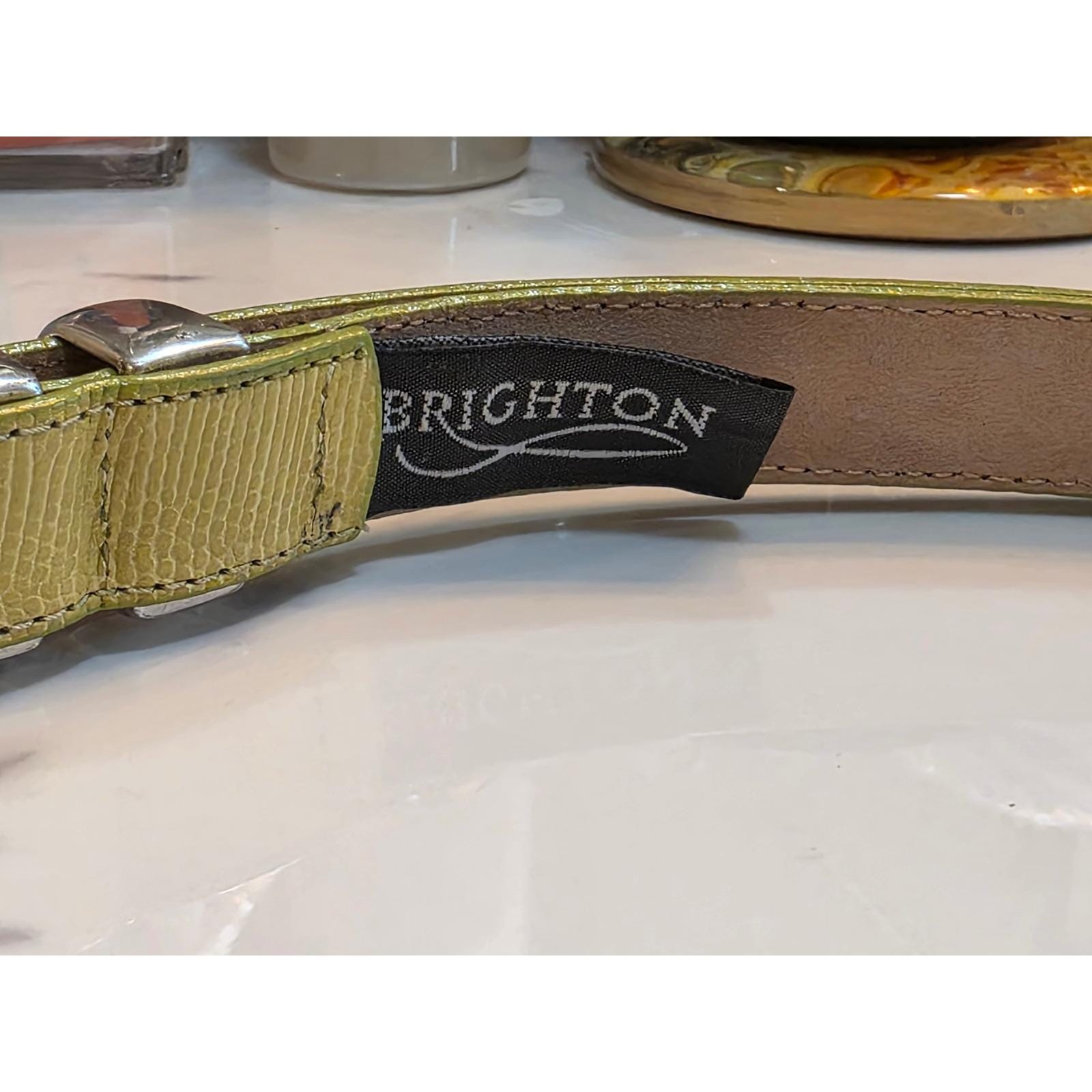Brighton Classics Lime Green Lizard Embossed Leather Belt Silver Buckle 30 Med