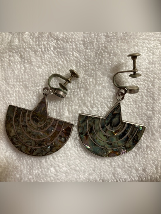 Vintage Taxco Mexico 925 Sterling Silver Teardrop Dangle Earrings Patina - View 19