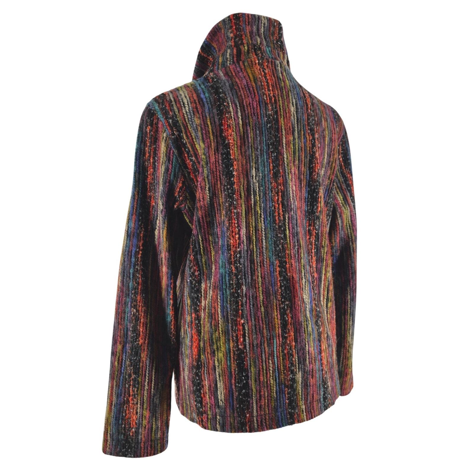 Venario Vintage Multicolor Vertical Stripe Button Front Jacket Size M Textured