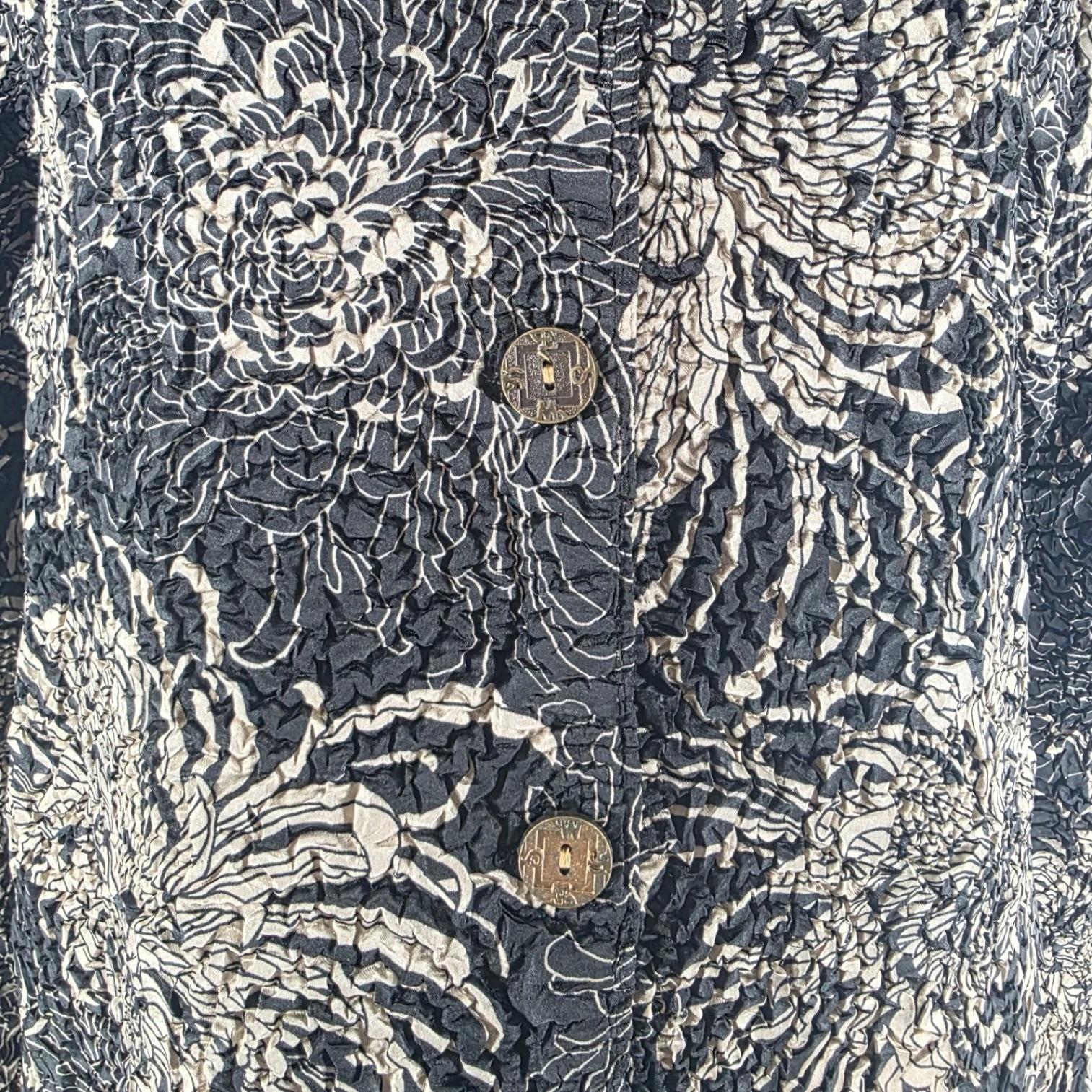 ABC Collection Asian-Inspired Chrysanthemum Black Texture Hooded Coat Jacket S - View 7