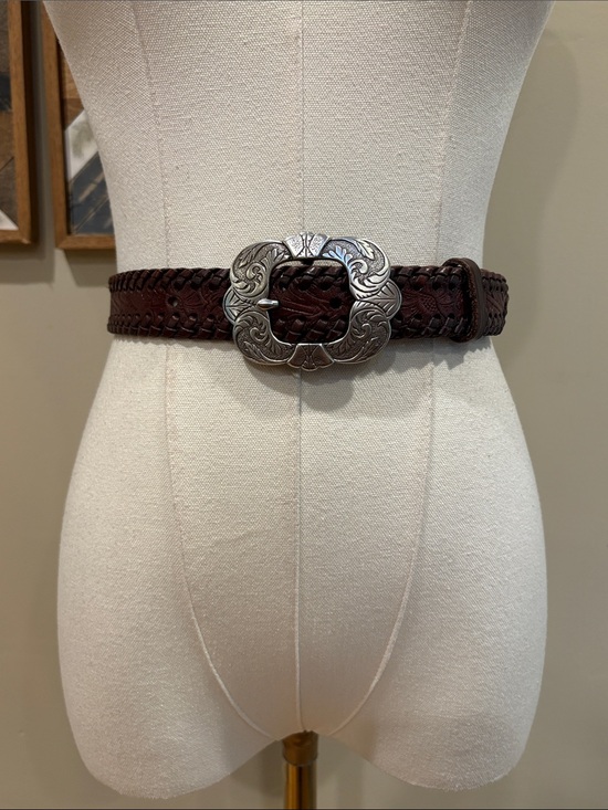 PRL Ralph Lauren Taupe Genuine Leather Wrapped Buckle Belt Size M 37.5" - View 5