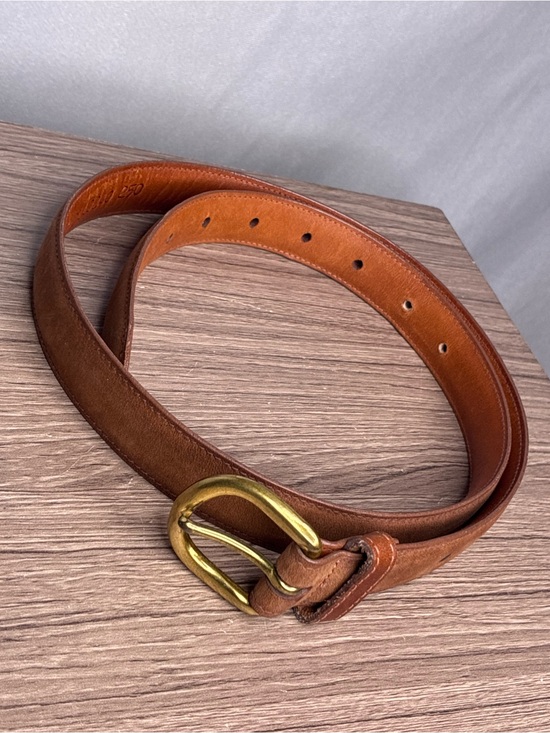 PRL Ralph Lauren Taupe Genuine Leather Wrapped Buckle Belt Size M 37.5" - View 6