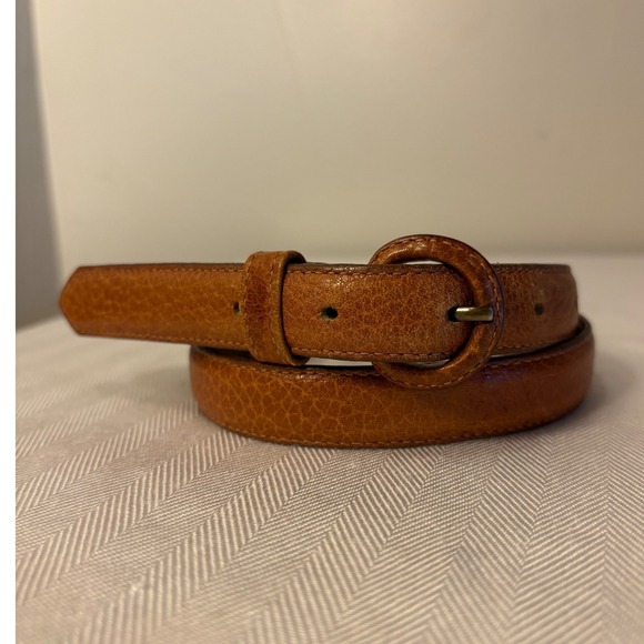 PRL Ralph Lauren Taupe Genuine Leather Wrapped Buckle Belt Size M 37.5" - View 9