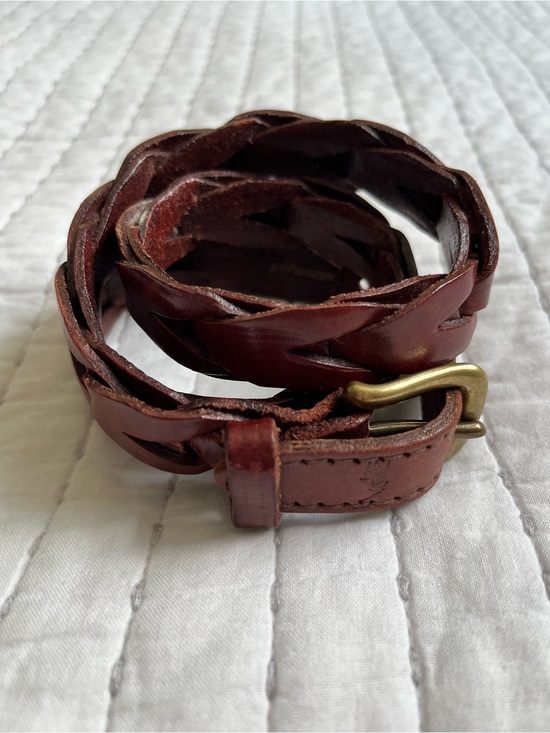 PRL Ralph Lauren Taupe Genuine Leather Wrapped Buckle Belt Size M 37.5" - View 10