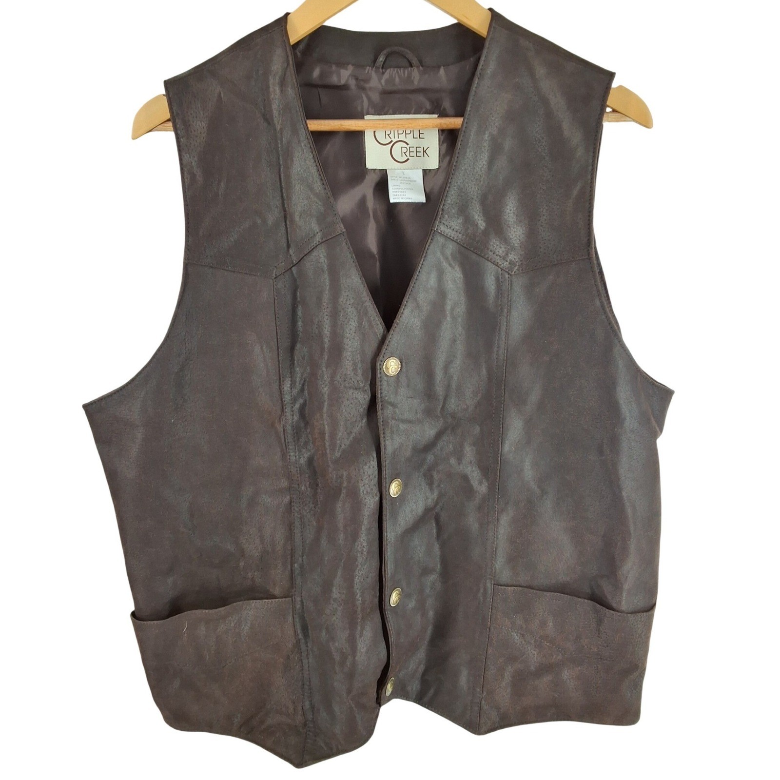 Cripple Creek Mens Brown Genuine Leather Western Cowboy Vest ML3061A Large