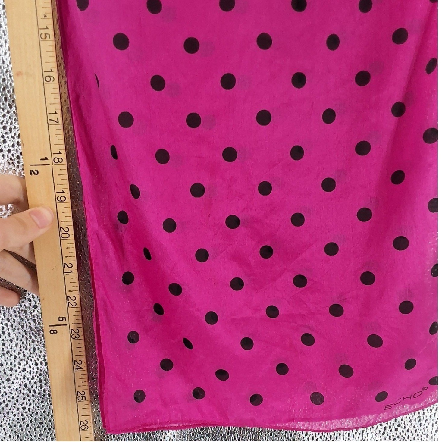Echo 100% Silk Pink Black Polka Dot Oblong Sheer Scarf Rectangular - View 3