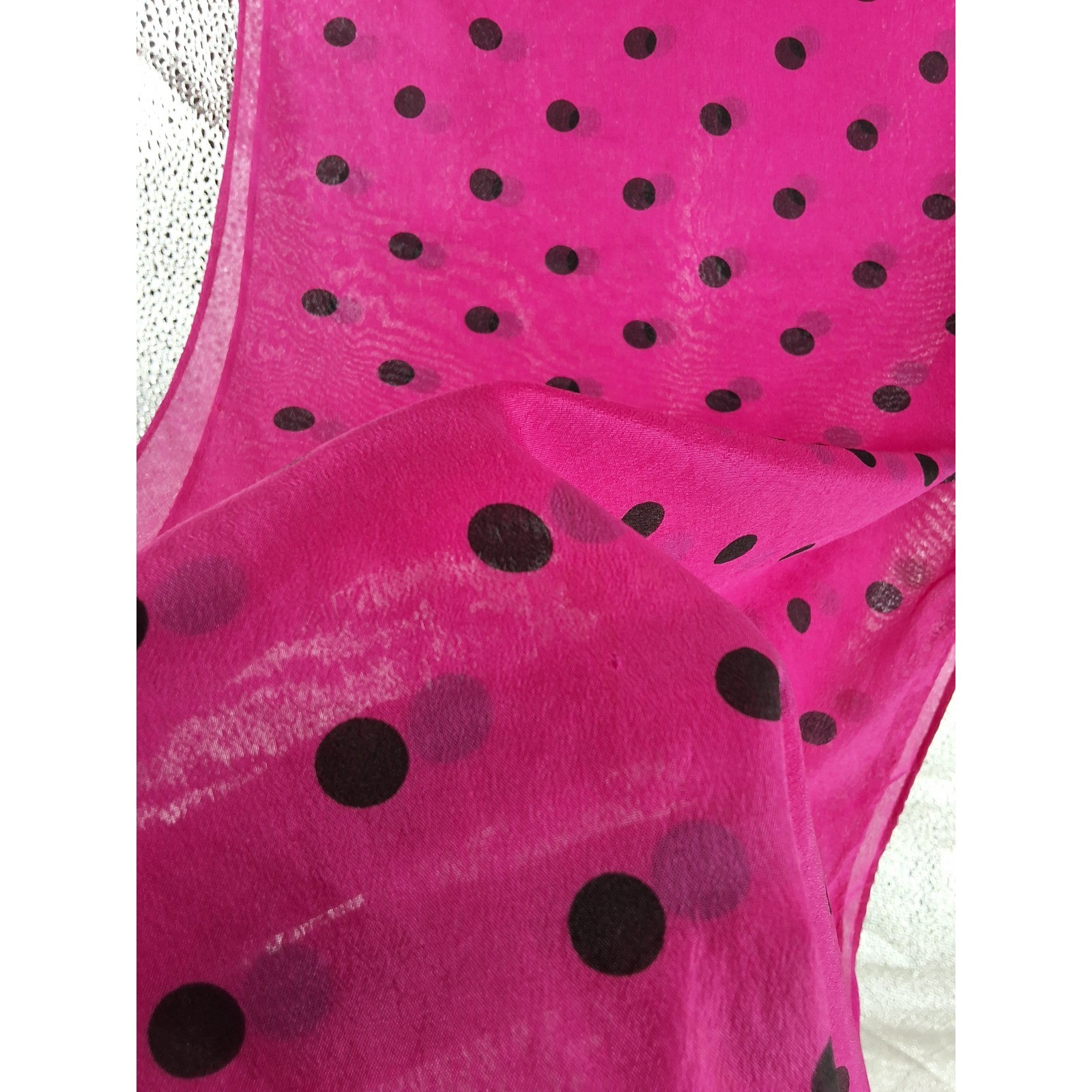 Echo 100% Silk Pink Black Polka Dot Oblong Sheer Scarf Rectangular - View 4