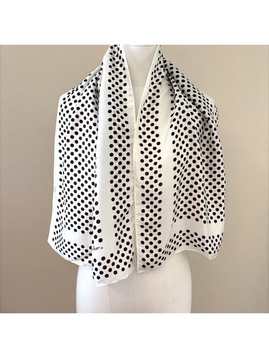 Echo 100% Silk Pink Black Polka Dot Oblong Sheer Scarf Rectangular - View 9