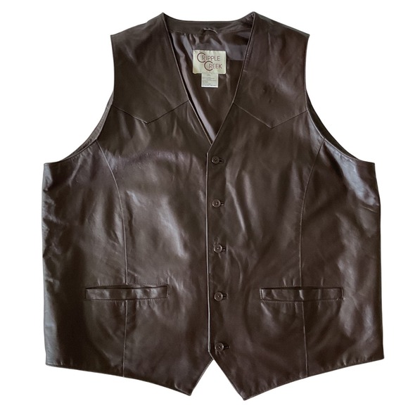 Cripple Creek Mens Brown Genuine Leather Western Cowboy Vest ML3061A Large - View 9