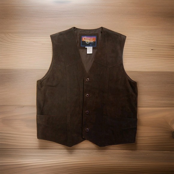 Cripple Creek Mens Brown Genuine Leather Western Cowboy Vest ML3061A Large - View 17