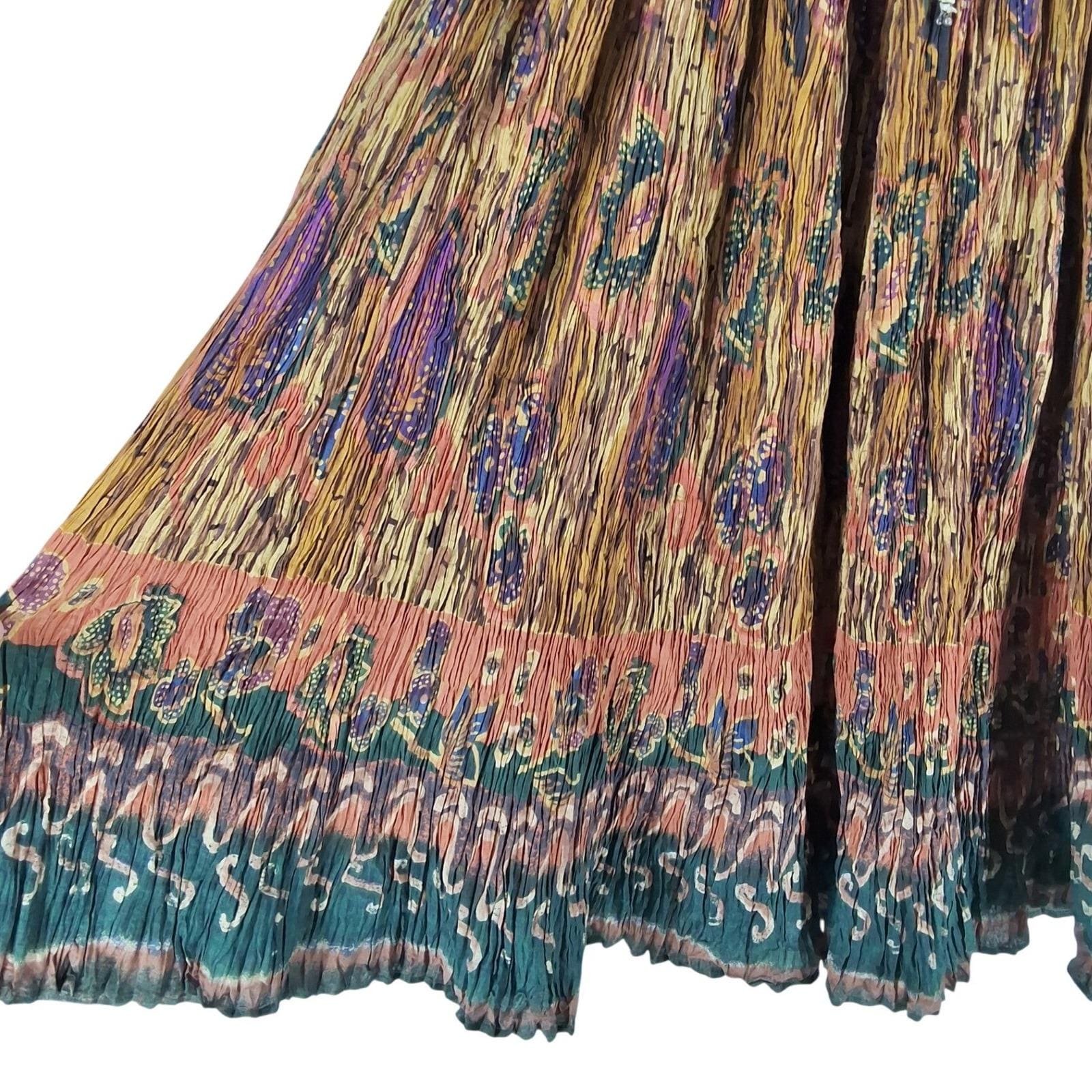 24 Karat Cotton Broomstick Maxi Skirt Batik Floral Paisley Boho Free Size - View 3
