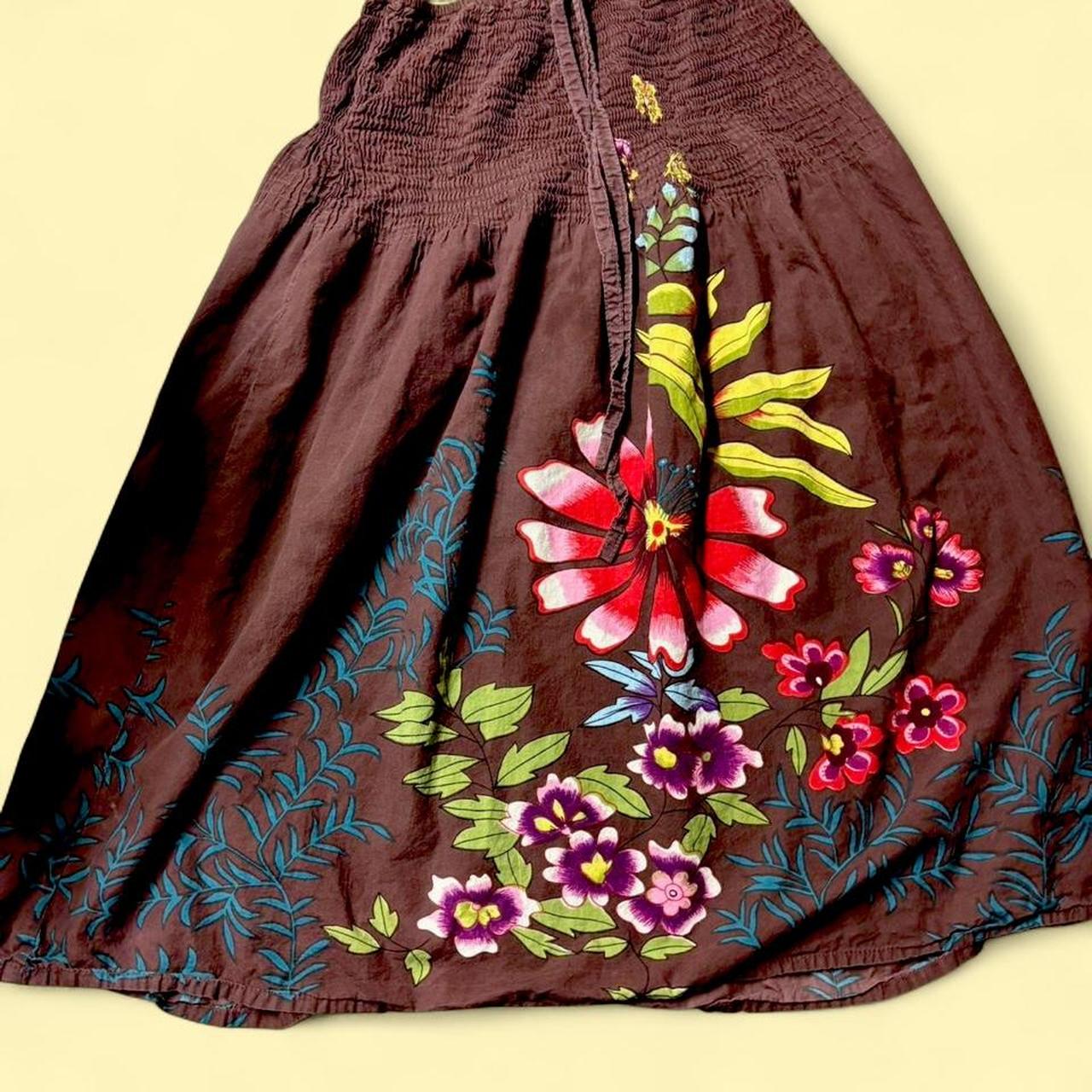 24 Karat Cotton Broomstick Maxi Skirt Batik Floral Paisley Boho Free Size - View 9