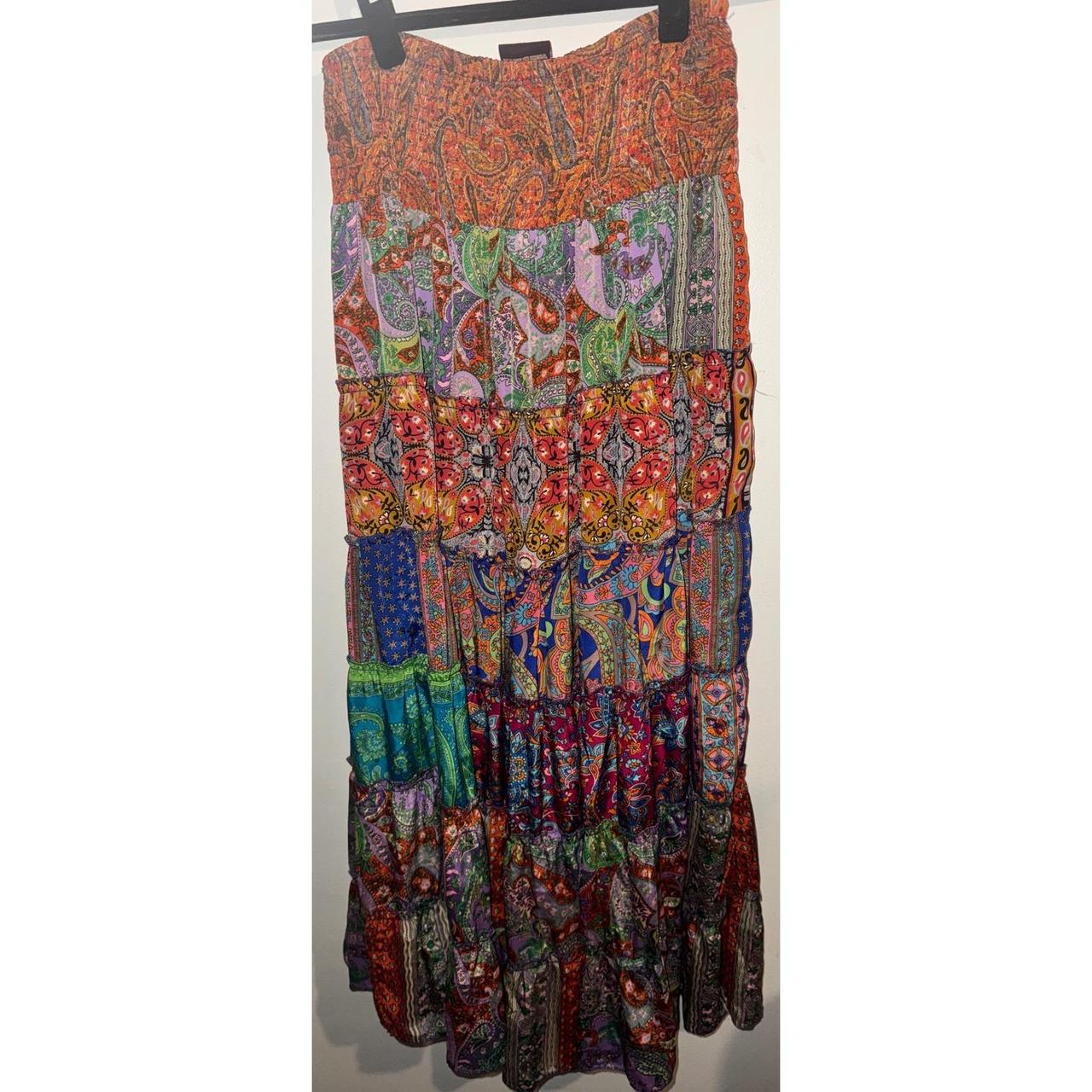 24 Karat Cotton Broomstick Maxi Skirt Batik Floral Paisley Boho Free Size - View 10