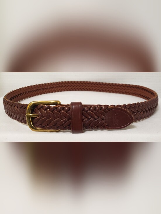 PRL Ralph Lauren Taupe Genuine Leather Wrapped Buckle Belt Size M 37.5" - View 14